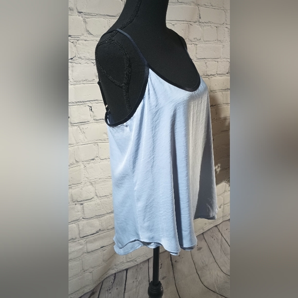 Slvls Kenneth Cole NY Textured Woven Chiffon Overlay Cami Blouse SkyBlue - Picture 15 of 15